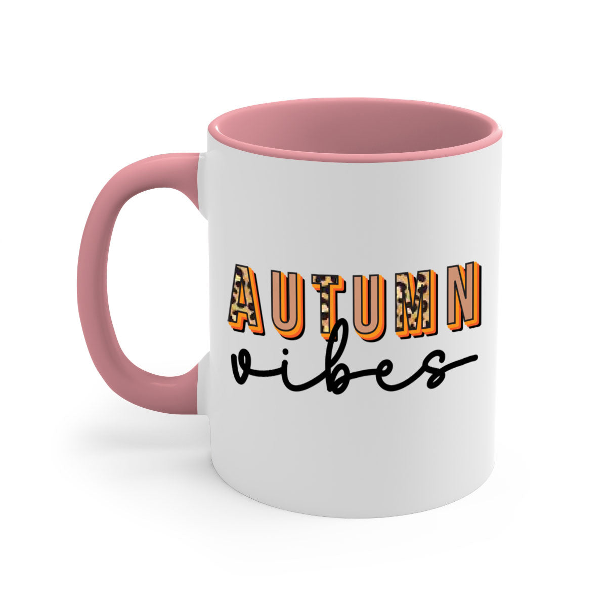 Autumn Vibes 37# Mug featuring a glossy finish, colored handle, and interior in five vibrant colors, perfect for coffee and tea.