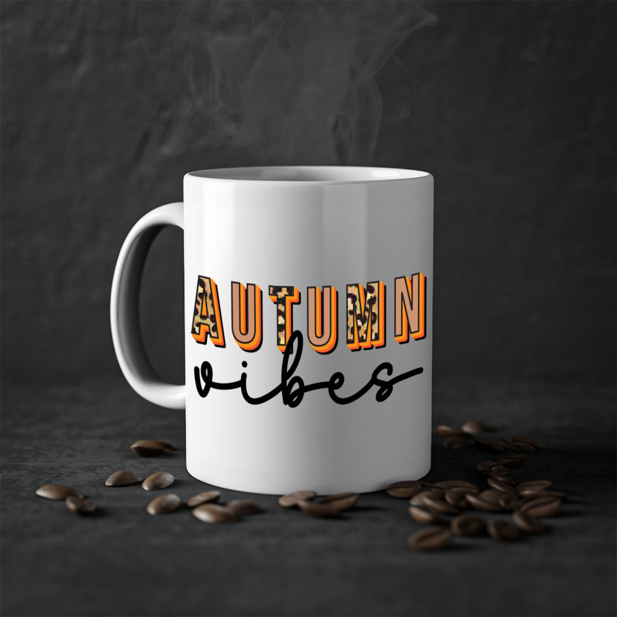 Autumn Vibes 37# Mug featuring a glossy finish, colored handle, and interior in five vibrant colors, perfect for coffee and tea.