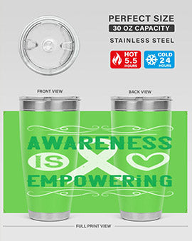 Awareness is Empowering Style 17# Tumbler in stainless steel with a vibrant design, perfect for hot and cold beverages.