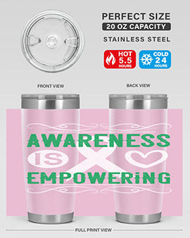 Awareness is Empowering Style 17# Tumbler in stainless steel with a vibrant design, perfect for hot and cold beverages.