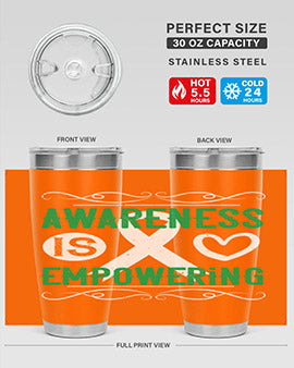 Awareness is Empowering Style 17# Tumbler in stainless steel with a vibrant design, perfect for hot and cold beverages.