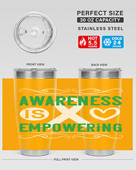 Awareness is Empowering Style 17# Tumbler in stainless steel with a vibrant design, perfect for hot and cold beverages.