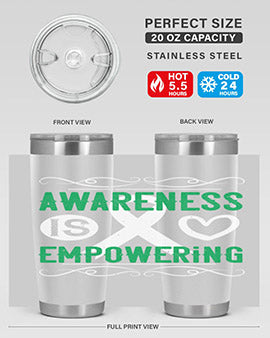 Awareness is Empowering Style 17# Tumbler in stainless steel with a vibrant design, perfect for hot and cold beverages.