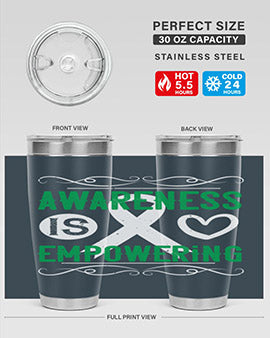 Awareness is Empowering Style 17# Tumbler in stainless steel with a vibrant design, perfect for hot and cold beverages.