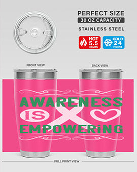 Awareness is Empowering Style 17# Tumbler in stainless steel with a vibrant design, perfect for hot and cold beverages.