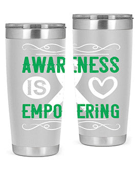 Awareness is Empowering Style 17# Tumbler in stainless steel with a vibrant design, perfect for hot and cold beverages.