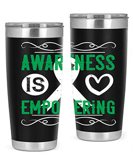 Awareness is Empowering Style 17# Tumbler in stainless steel with a vibrant design, perfect for hot and cold beverages.