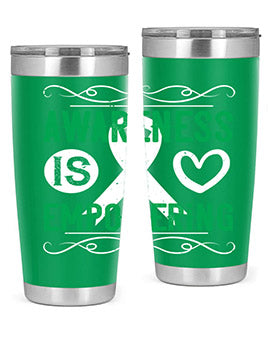 Awareness is Empowering Style 17# Tumbler in stainless steel with a vibrant design, perfect for hot and cold beverages.