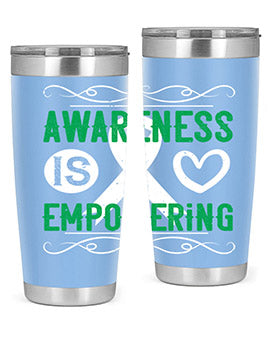 Awareness is Empowering Style 17# Tumbler in stainless steel with a vibrant design, perfect for hot and cold beverages.