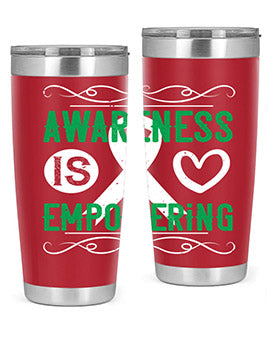 Awareness is Empowering Style 17# Tumbler in stainless steel with a vibrant design, perfect for hot and cold beverages.