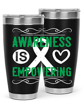 Awareness is Empowering Style 17# Tumbler in stainless steel with a vibrant design, perfect for hot and cold beverages.