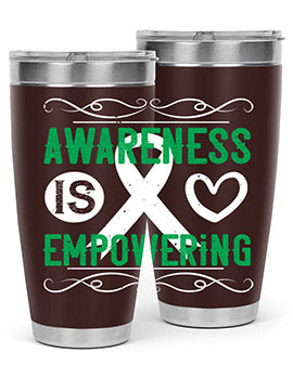 Awareness is Empowering Style 17# Tumbler in stainless steel with a vibrant design, perfect for hot and cold beverages.