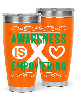 Awareness is Empowering Style 17# Tumbler in stainless steel with a vibrant design, perfect for hot and cold beverages.