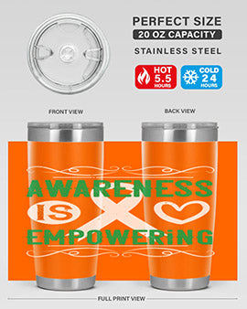 Awareness is Empowering Style 17# Tumbler in stainless steel with a vibrant design, perfect for hot and cold beverages.