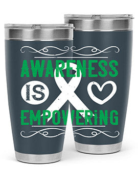 Awareness is Empowering Style 17# Tumbler in stainless steel with a vibrant design, perfect for hot and cold beverages.