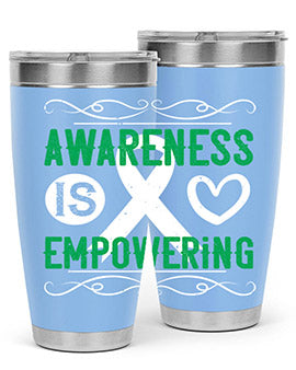 Awareness is Empowering Style 17# Tumbler in stainless steel with a vibrant design, perfect for hot and cold beverages.