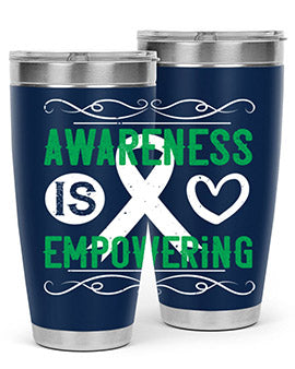 Awareness is Empowering Style 17# Tumbler in stainless steel with a vibrant design, perfect for hot and cold beverages.