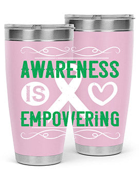 Awareness is Empowering Style 17# Tumbler in stainless steel with a vibrant design, perfect for hot and cold beverages.