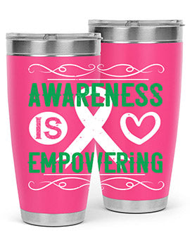 Awareness is Empowering Style 17# Tumbler in stainless steel with a vibrant design, perfect for hot and cold beverages.