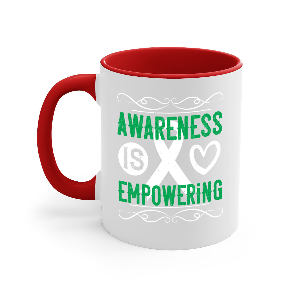 Awareness is Empowering Style 17# Mug with colorful handle and glossy finish, available in multiple colors and sizes.