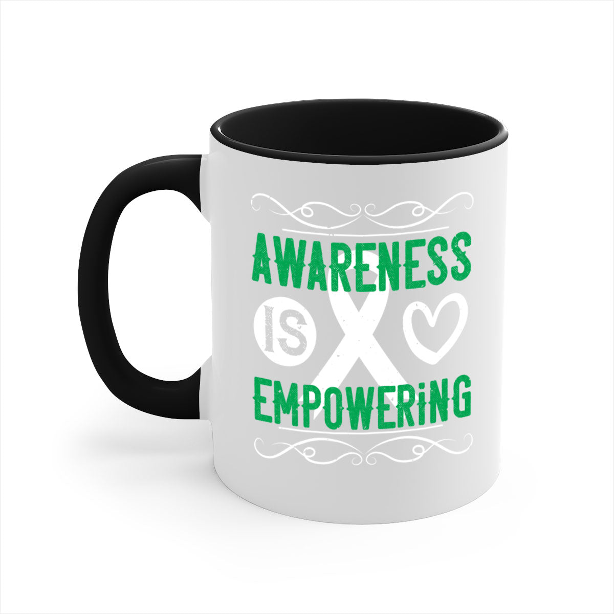 Awareness is Empowering Style 17# Mug with colorful handle and glossy finish, available in multiple colors and sizes.