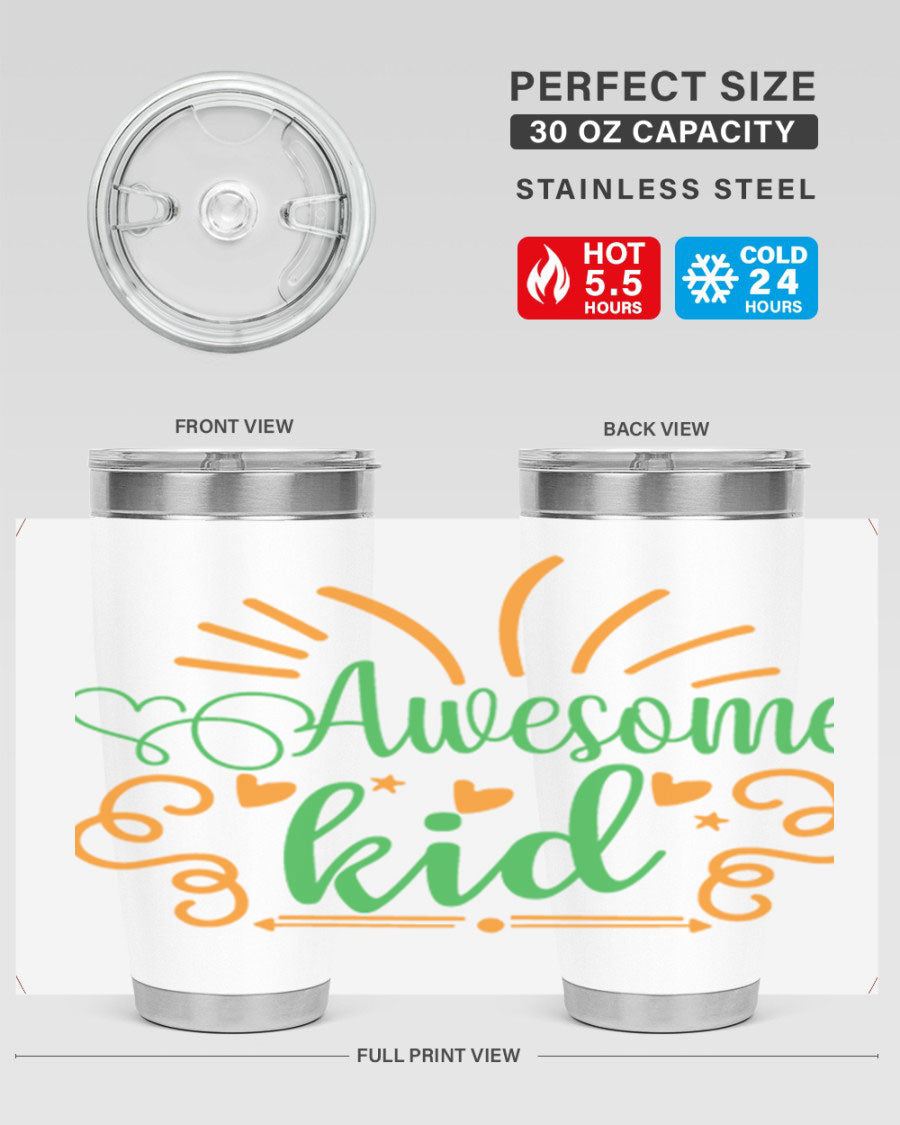 Awesome Kid 111# Tumbler in stainless steel, showcasing its sleek design and double wall vacuum insulation.