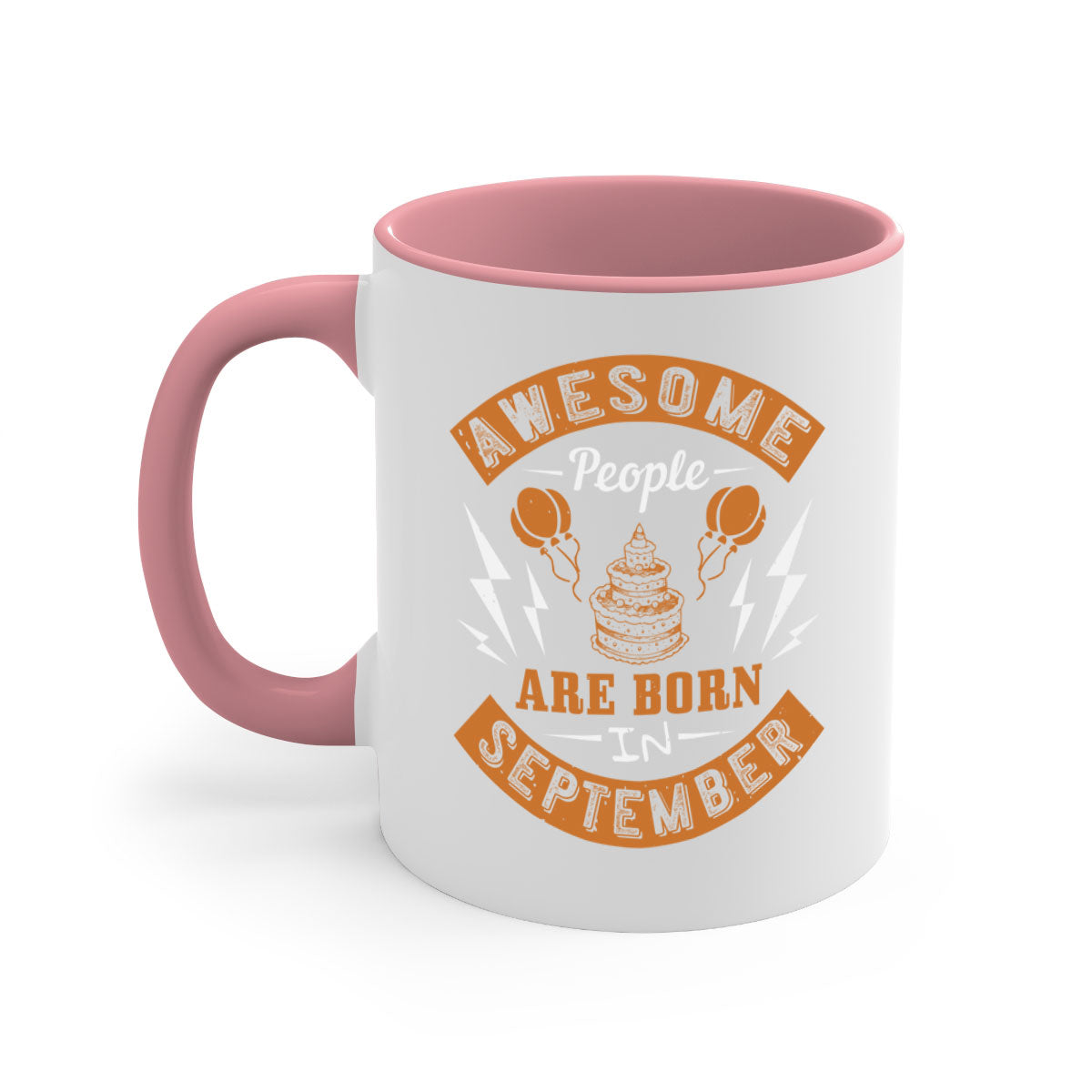 Two-tone September birthday mug with colored handle and glossy finish, available in multiple colors and sizes.