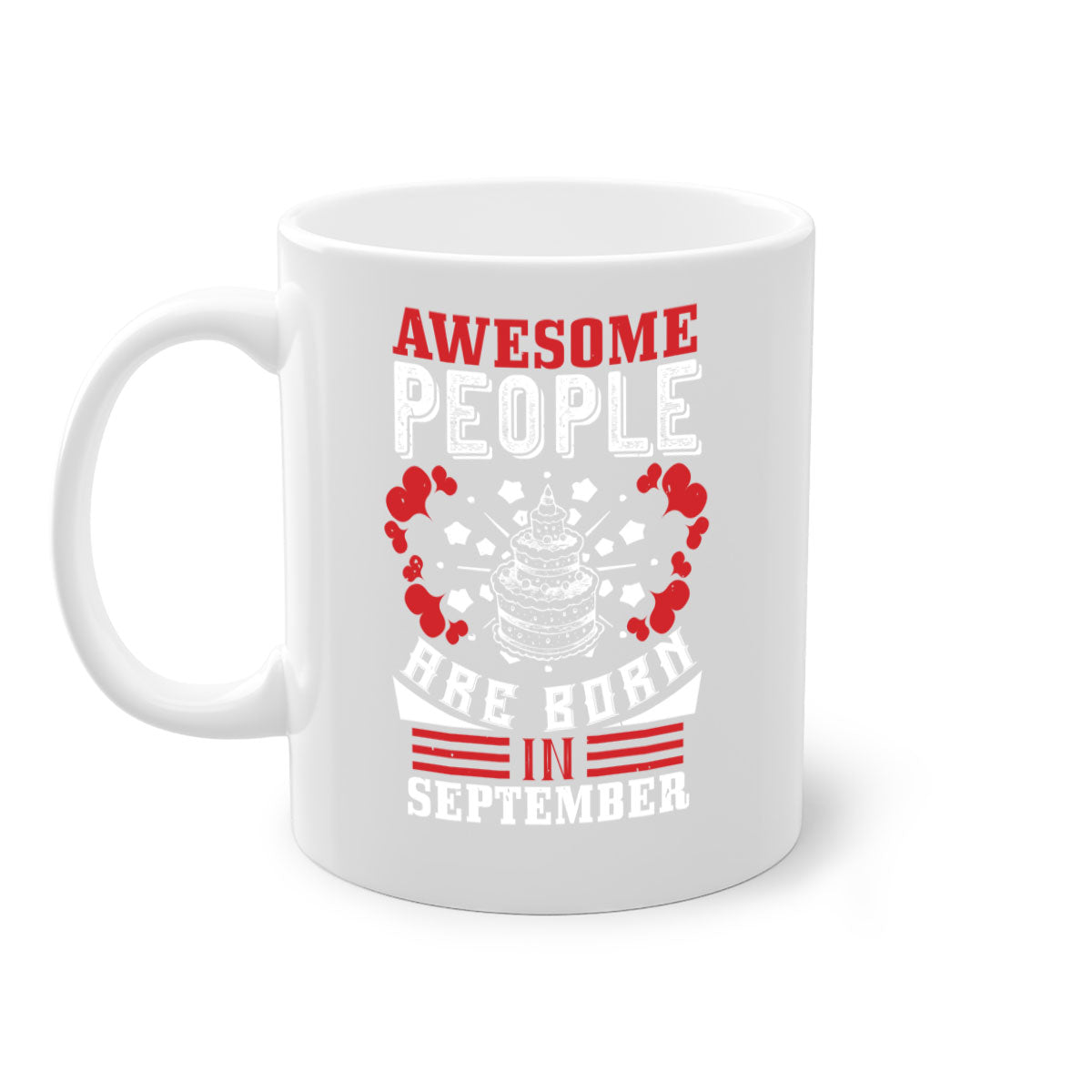 Two-tone ceramic mug with colored handle and glossy finish, perfect for September birthdays.