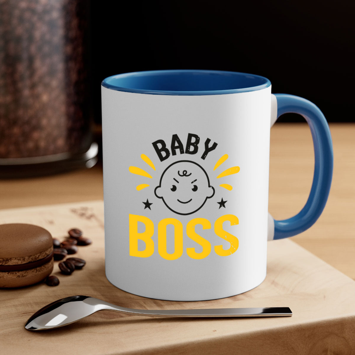 Baby Boss Style 6# Mug featuring a glossy finish, colored handle, and interior, available in multiple colors and sizes.
