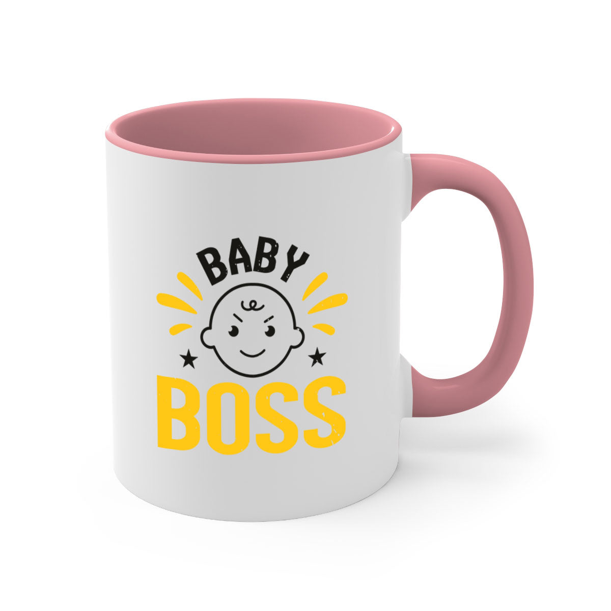 Baby Boss Style 6# Mug featuring a glossy finish, colored handle, and interior, available in multiple colors and sizes.