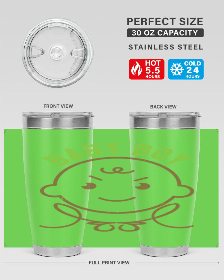 Baby Boy Style 4# 20oz tumbler featuring double wall vacuum stainless steel design with a cute baby boy theme.