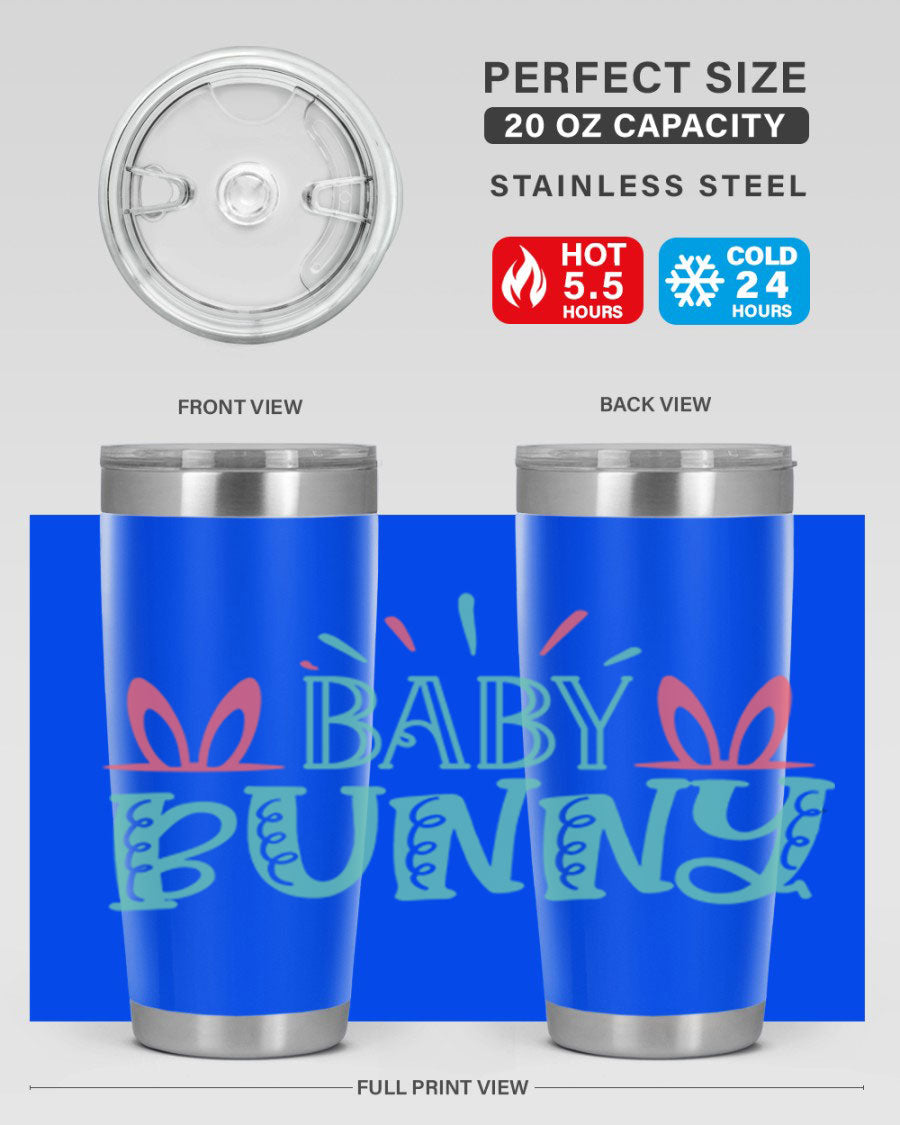 Baby Bunn 121# Easter Tumbler in 20oz and 30oz sizes, featuring double wall vacuum insulation and a stylish design.