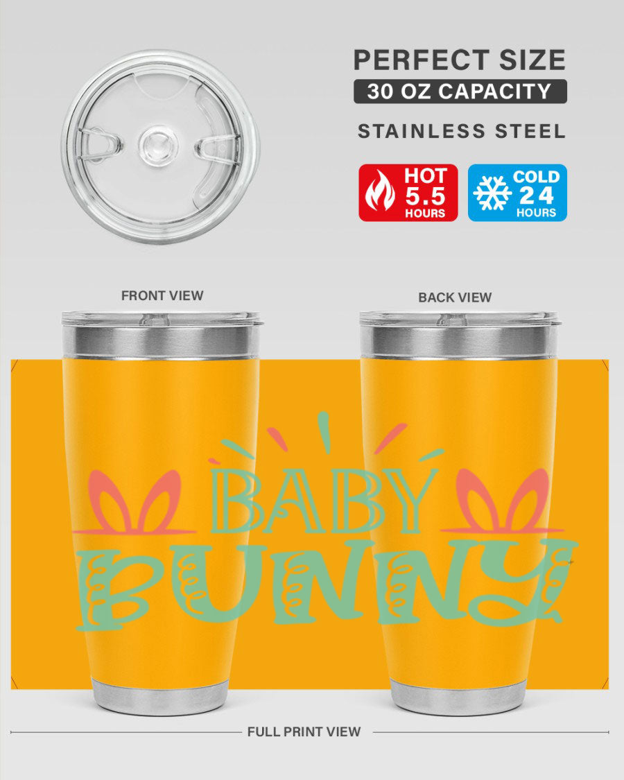 Baby Bunn 121# Easter Tumbler in 20oz and 30oz sizes, featuring double wall vacuum insulation and a stylish design.