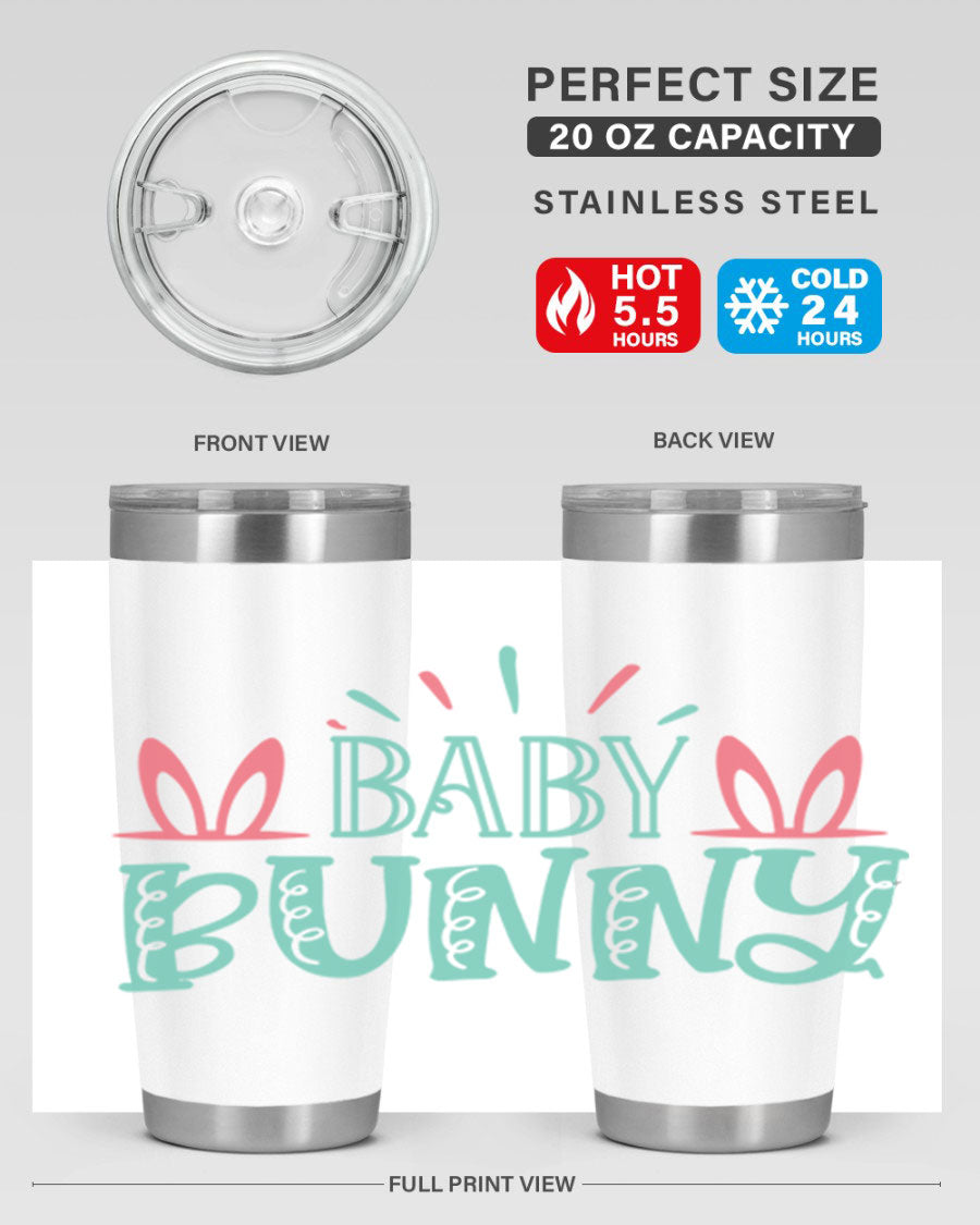 Baby Bunn 121# Easter Tumbler in 20oz and 30oz sizes, featuring double wall vacuum insulation and a stylish design.