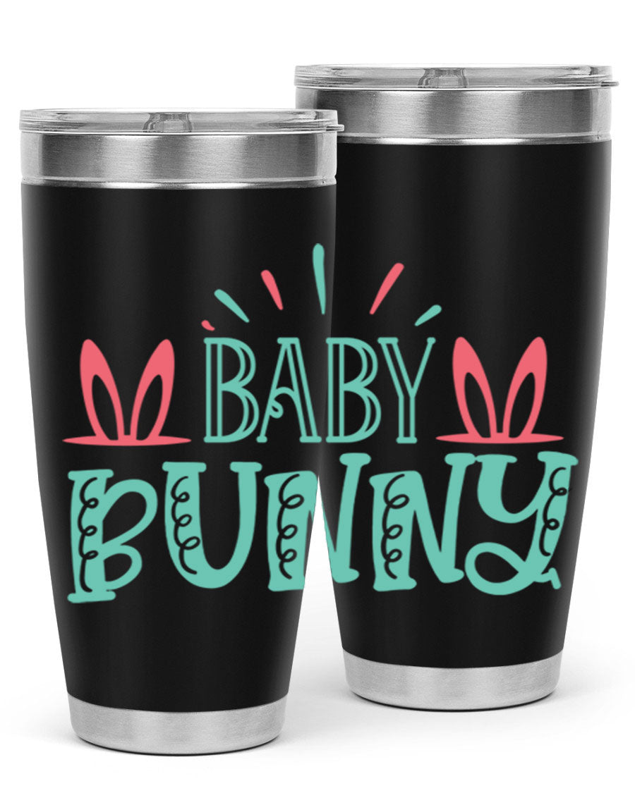 Baby Bunn 121# Easter Tumbler in 20oz and 30oz sizes, featuring double wall vacuum insulation and a stylish design.