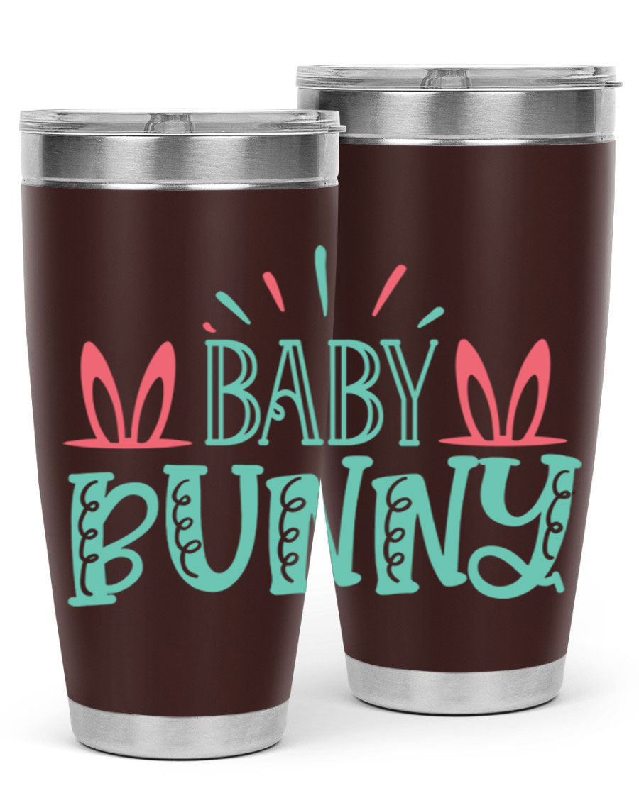 Baby Bunn 121# Easter Tumbler in 20oz and 30oz sizes, featuring double wall vacuum insulation and a stylish design.