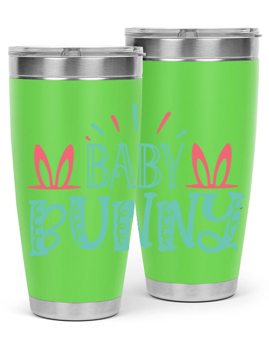Baby Bunn 121# Easter Tumbler in 20oz and 30oz sizes, featuring double wall vacuum insulation and a stylish design.