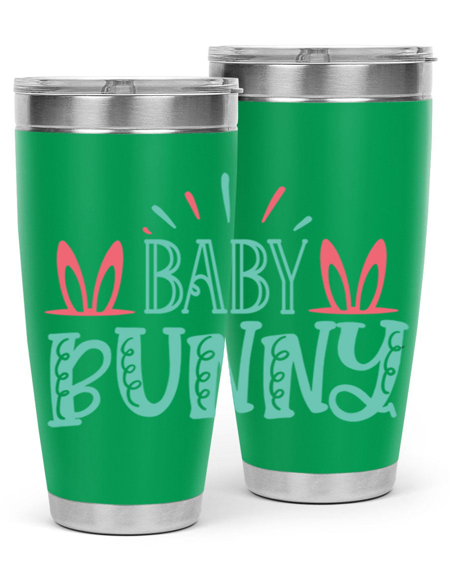 Baby Bunn 121# Easter Tumbler in 20oz and 30oz sizes, featuring double wall vacuum insulation and a stylish design.
