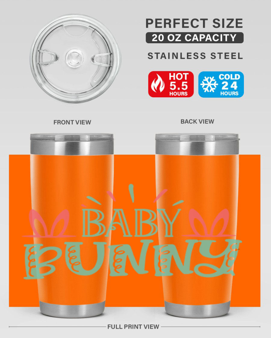 Baby Bunn 121# Easter Tumbler in 20oz and 30oz sizes, featuring double wall vacuum insulation and a stylish design.