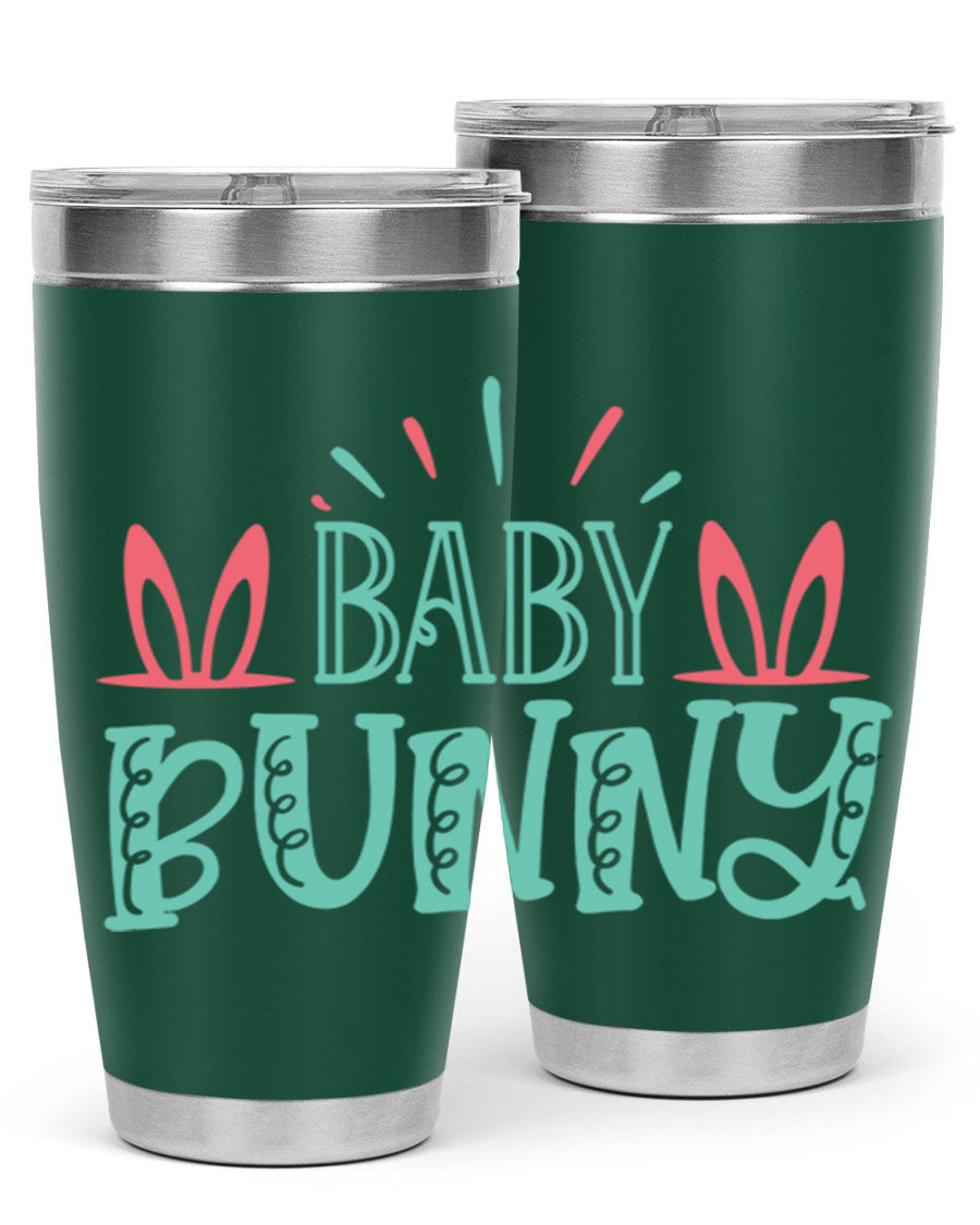 Baby Bunn 121# Easter Tumbler in 20oz and 30oz sizes, featuring double wall vacuum insulation and a stylish design.
