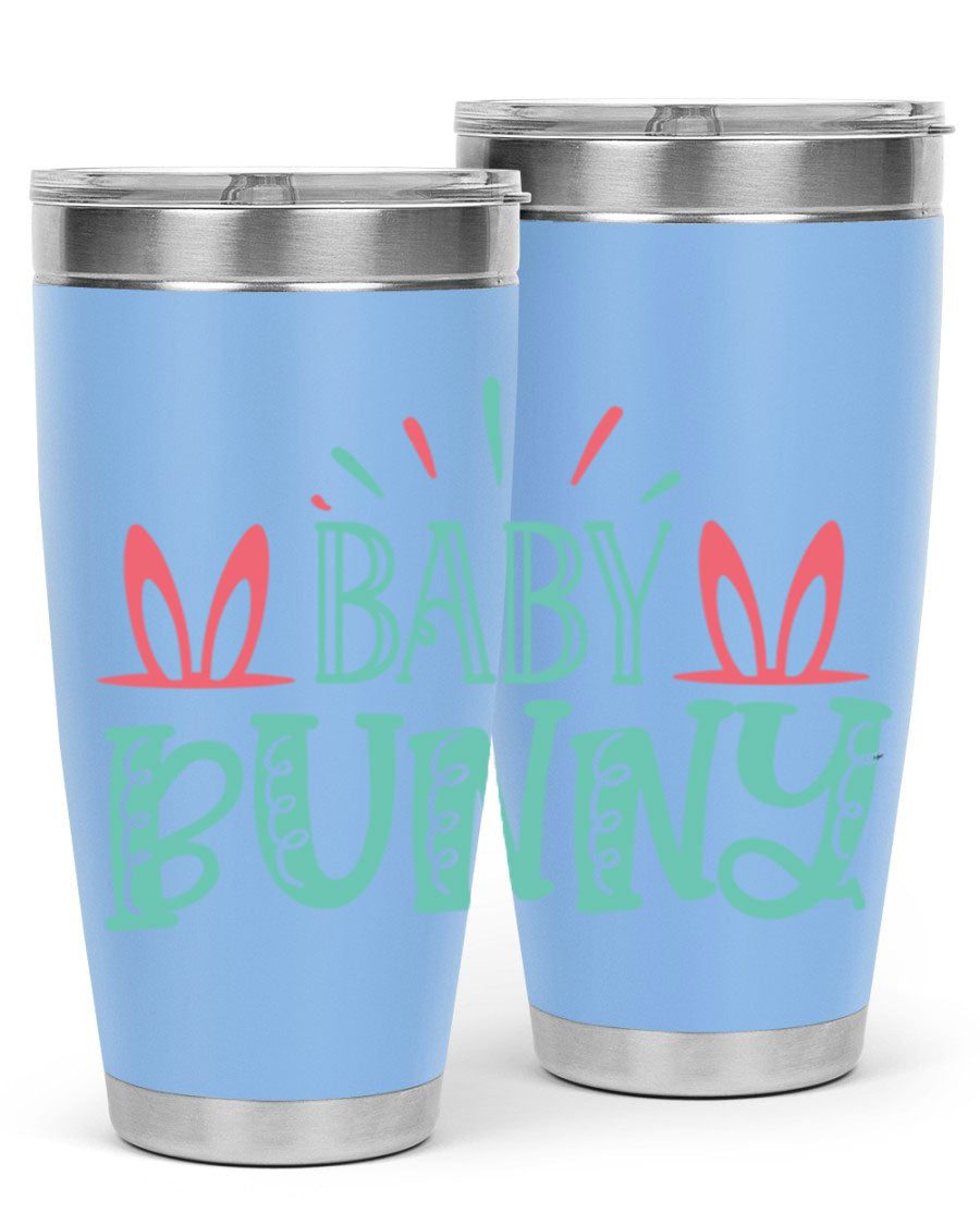 Baby Bunn 121# Easter Tumbler in 20oz and 30oz sizes, featuring double wall vacuum insulation and a stylish design.