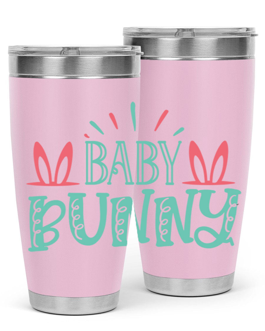 Baby Bunn 121# Easter Tumbler in 20oz and 30oz sizes, featuring double wall vacuum insulation and a stylish design.