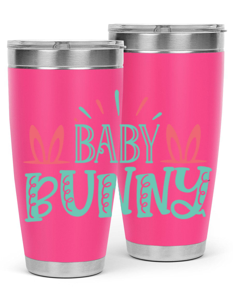 Baby Bunn 121# Easter Tumbler in 20oz and 30oz sizes, featuring double wall vacuum insulation and a stylish design.