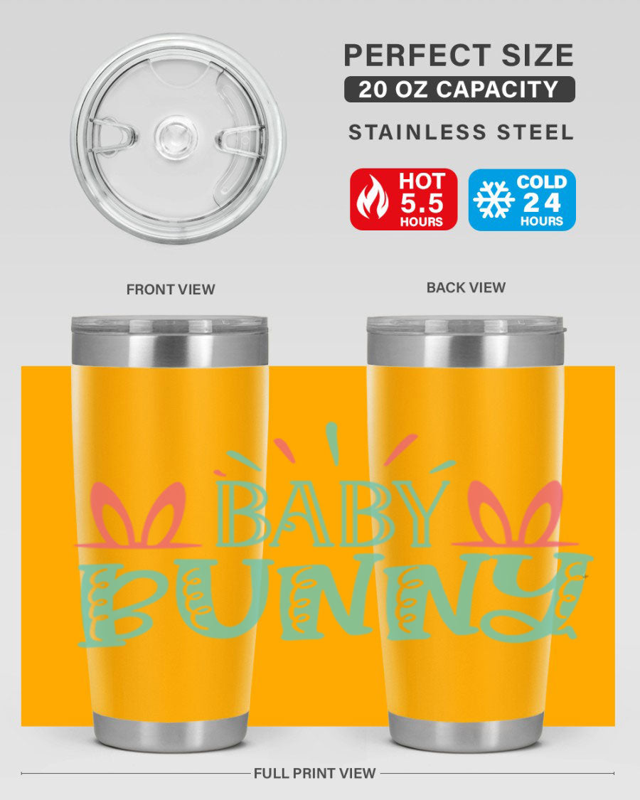 Baby Bunn 121# Easter Tumbler in 20oz and 30oz sizes, featuring double wall vacuum insulation and a stylish design.