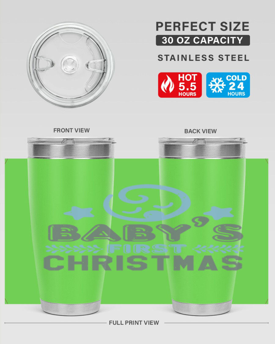 Baby First Christmas Style 2# tumbler, 20oz double wall vacuum stainless steel with festive design, perfect for hot and cold beverages.