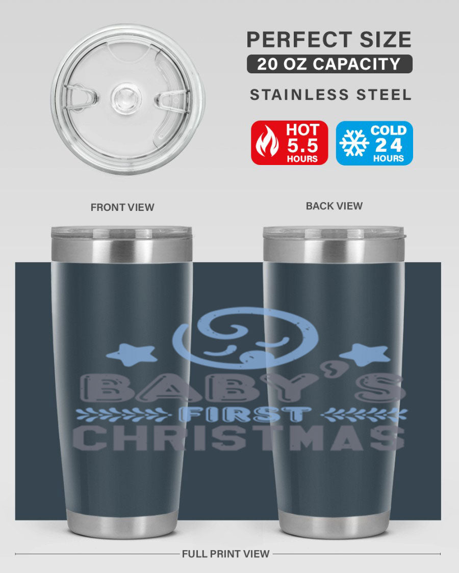 Baby First Christmas Style 2# tumbler, 20oz double wall vacuum stainless steel with festive design, perfect for hot and cold beverages.