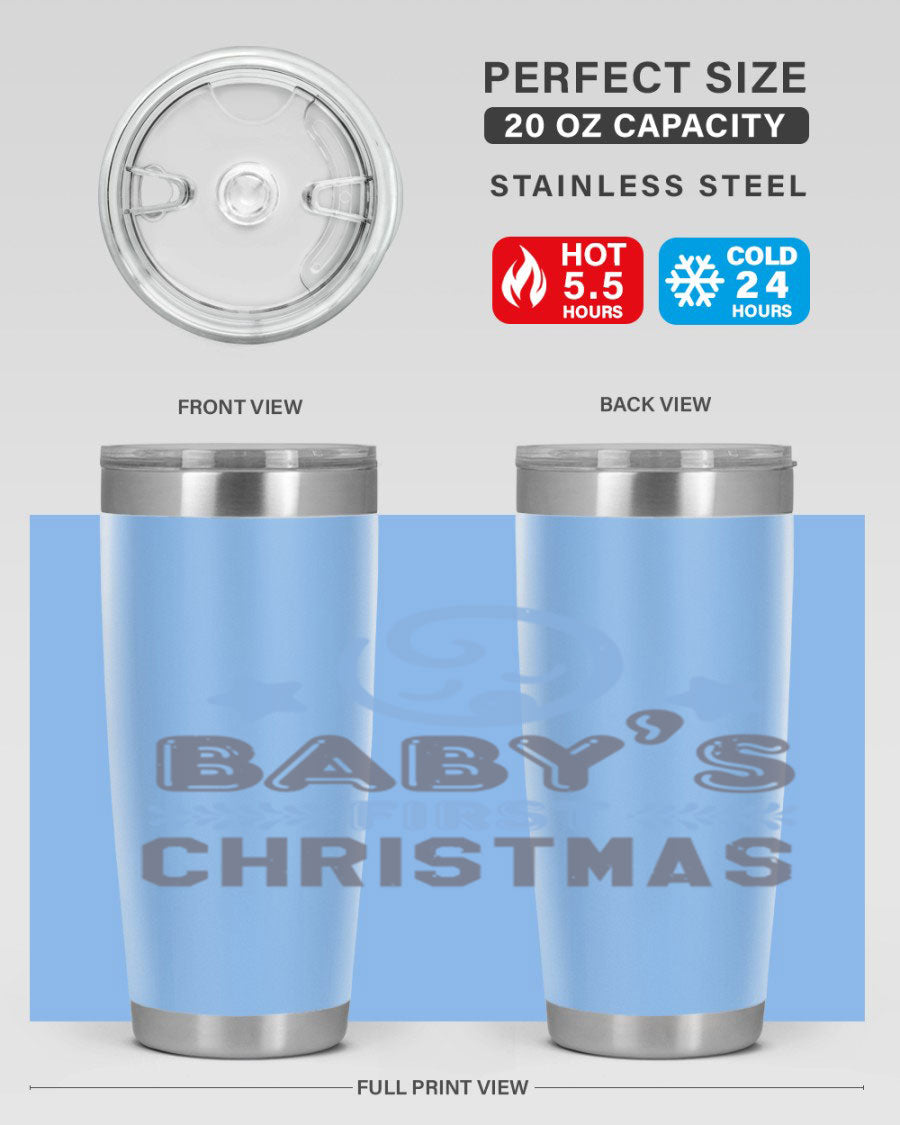 Baby First Christmas Style 2# tumbler, 20oz double wall vacuum stainless steel with festive design, perfect for hot and cold beverages.