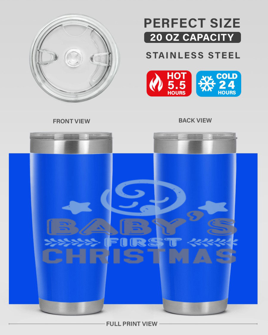 Baby First Christmas Style 2# tumbler, 20oz double wall vacuum stainless steel with festive design, perfect for hot and cold beverages.