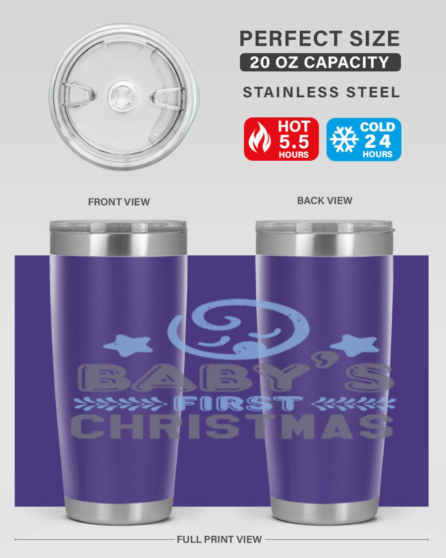 Baby First Christmas Style 2# tumbler, 20oz double wall vacuum stainless steel with festive design, perfect for hot and cold beverages.