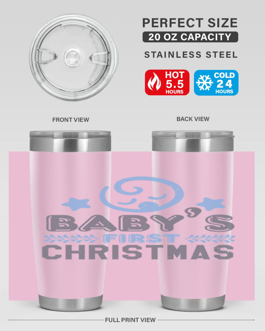 Baby First Christmas Style 2# tumbler, 20oz double wall vacuum stainless steel with festive design, perfect for hot and cold beverages.